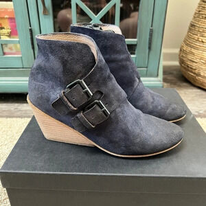 MARSELL Navy Suede Buckle Booties 7.5